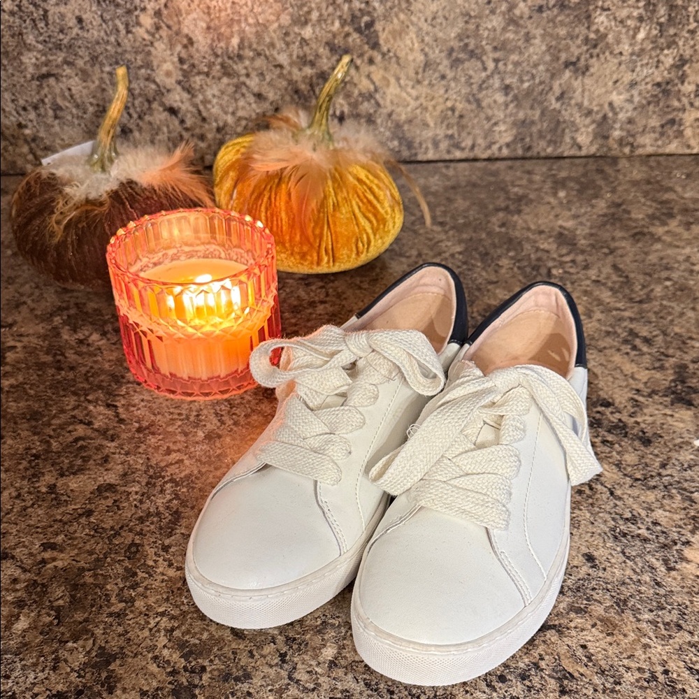 Kate Spade White Lace-Up Sneakers